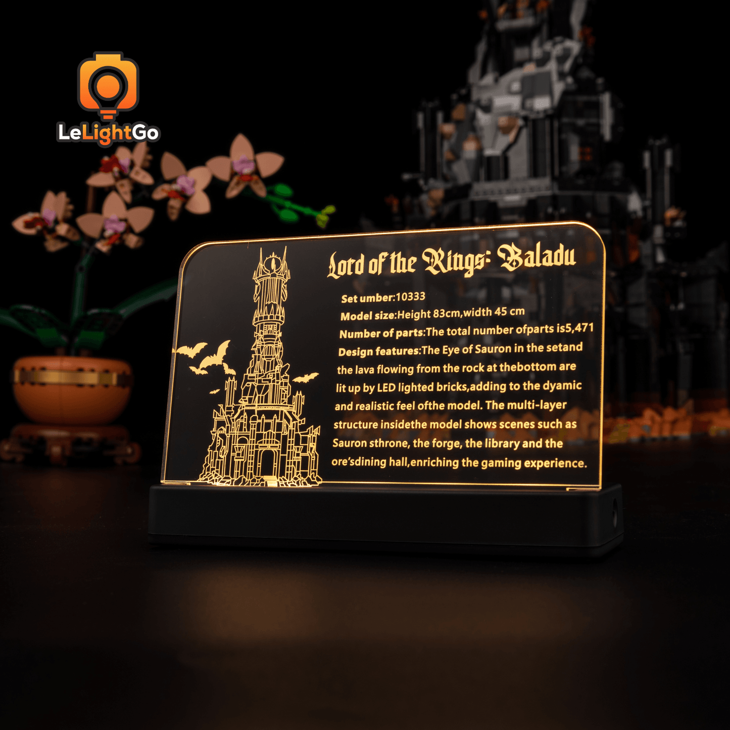 LED Nameplate for The Lord of the Rings: Barad-dûr 10333