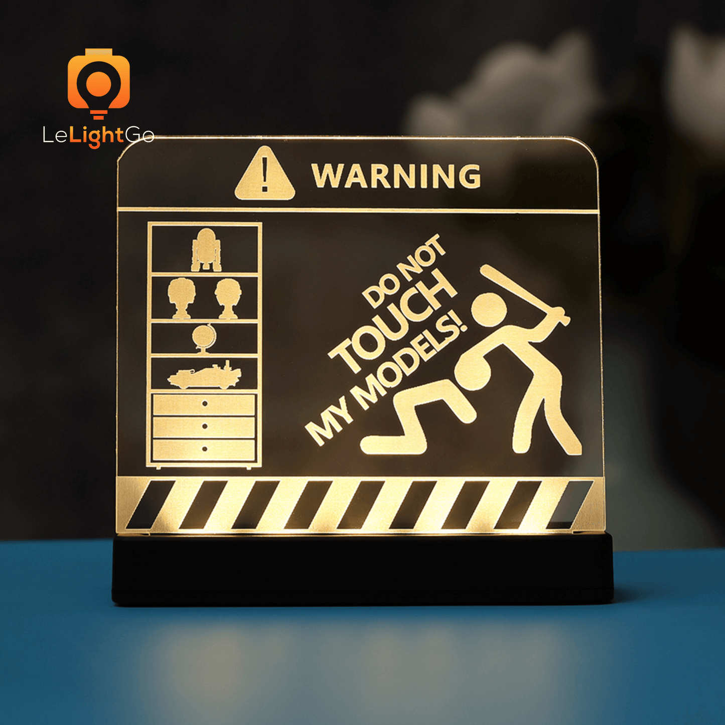 Funny LED Nameplate for Lego Warning Sign