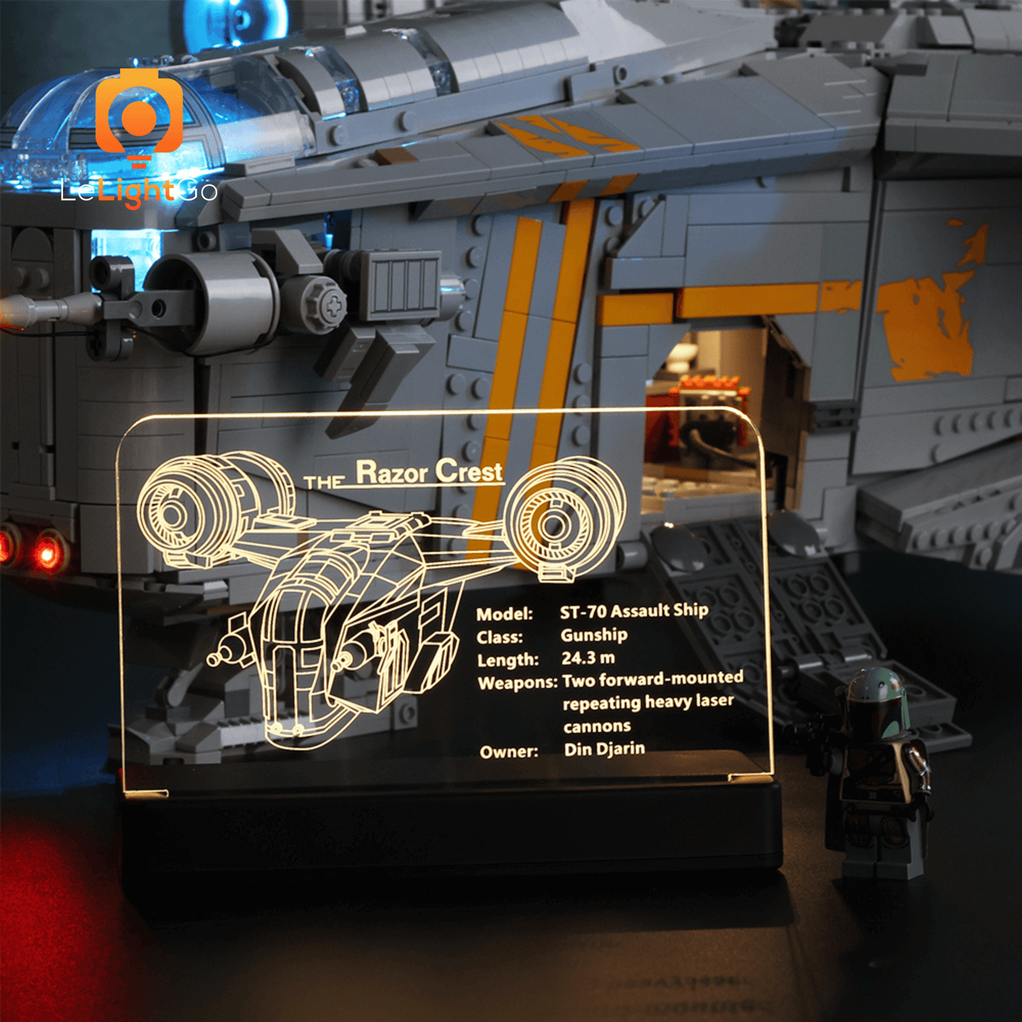 LED Nameplate for The Razor Crest 75331