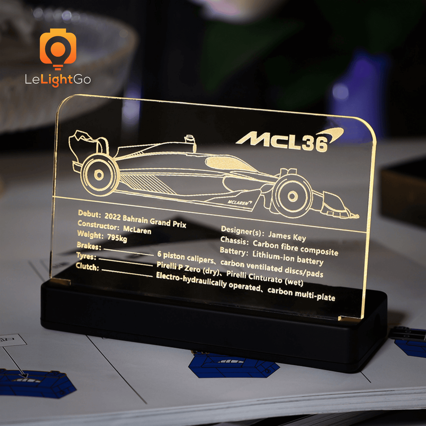 LED Nameplate for McLaren Formula 1 Race Car 42141