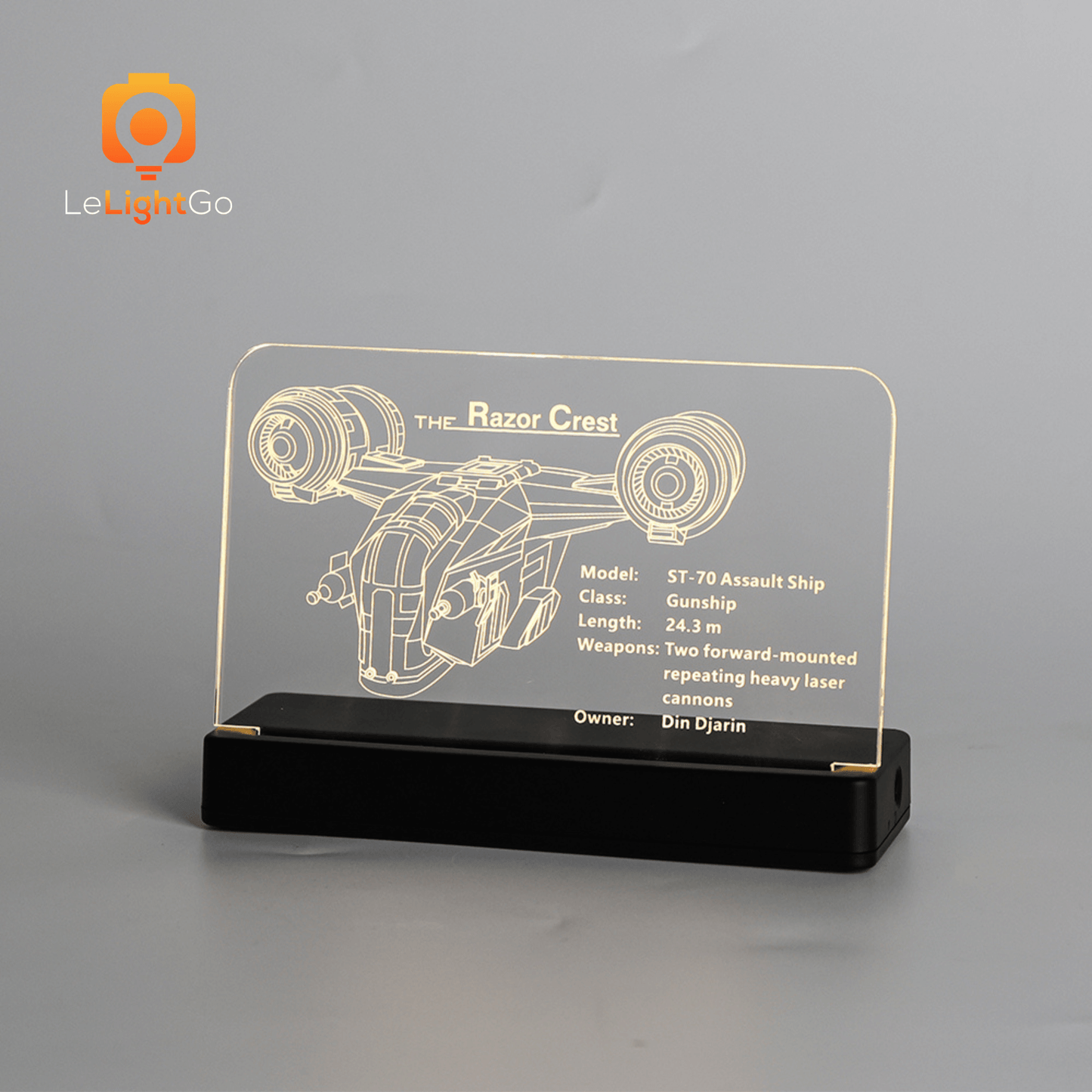 LED Nameplate for The Razor Crest 75331