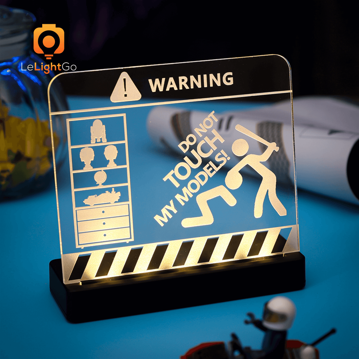 Funny LED Nameplate for Lego Warning Sign