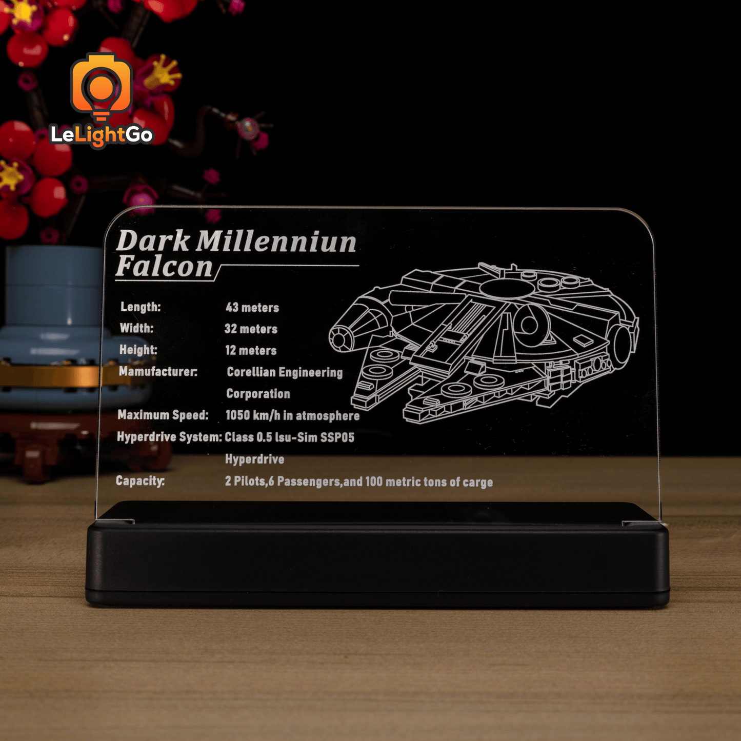 LED Nameplate for The Dark Falcon 75389