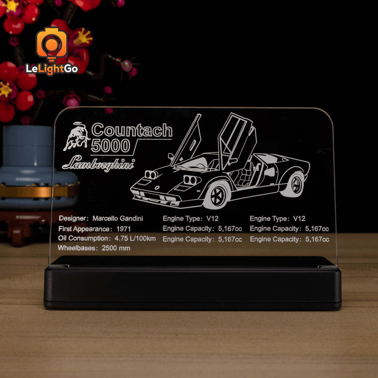 LED Nameplate for Lamborghini Countach 5000 Quattrovalvole 10337