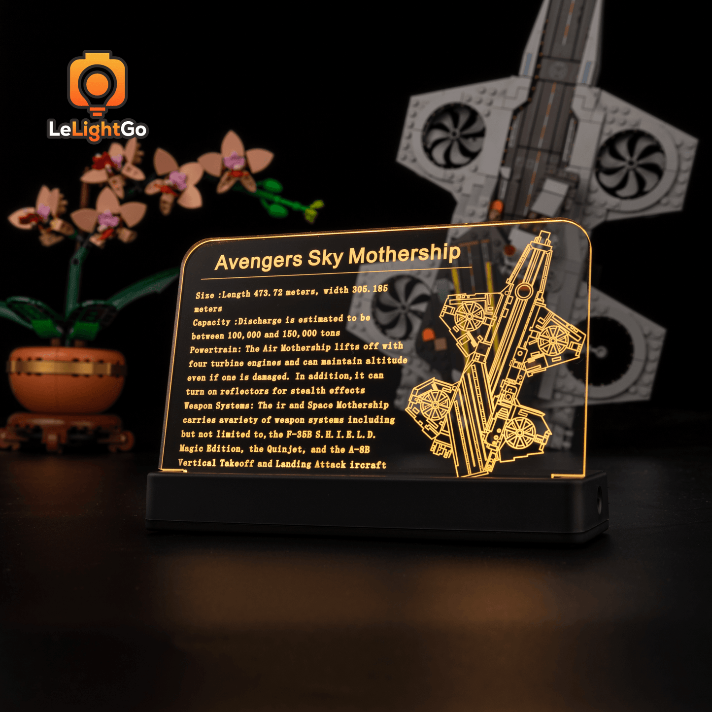 LED Nameplate for The Avengers Helicarrier 76295