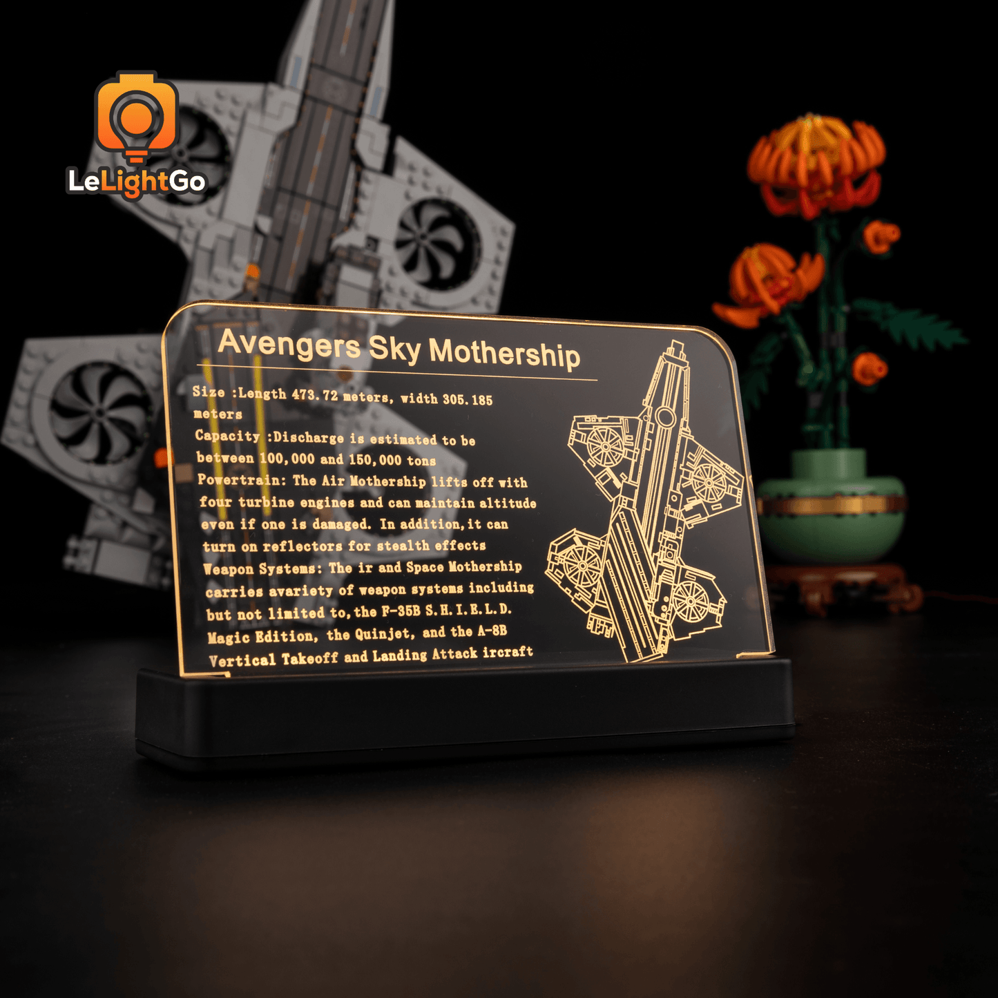 LED Nameplate for The Avengers Helicarrier 76295