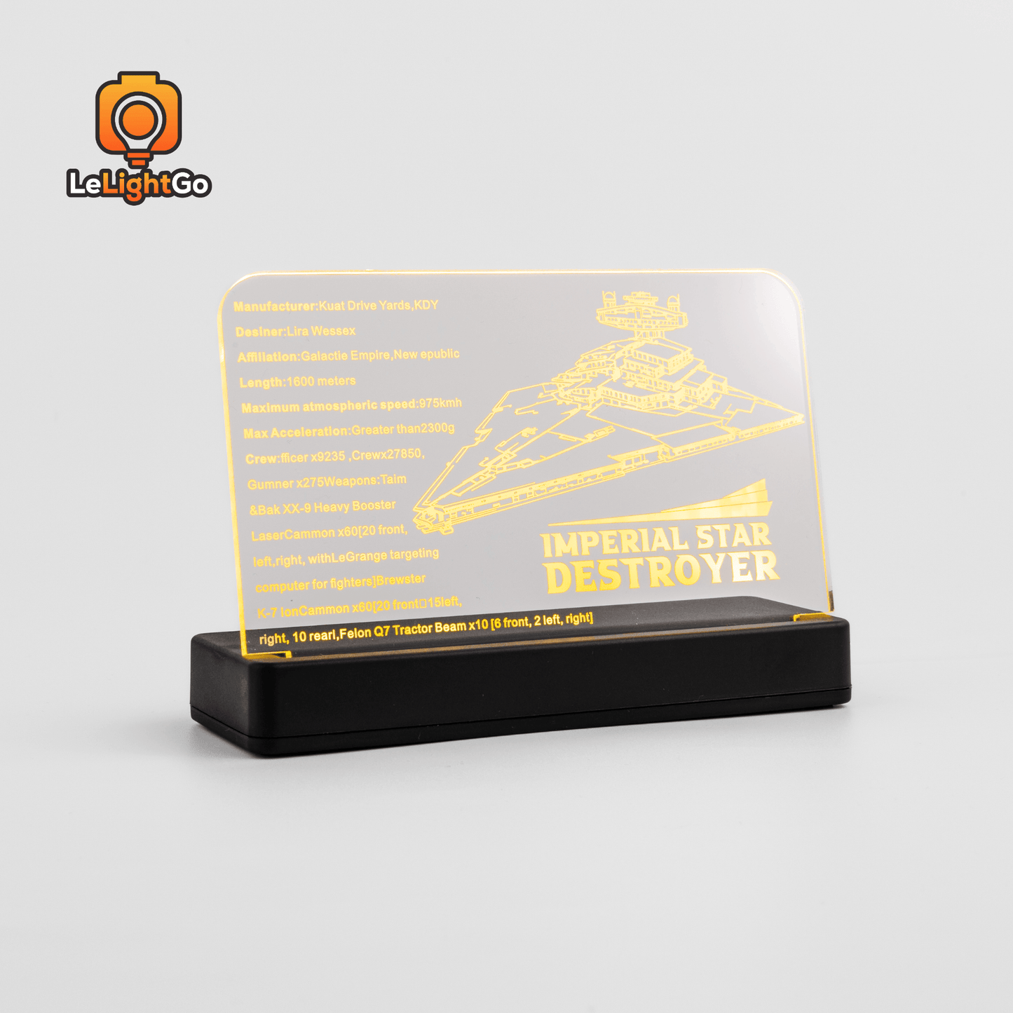 LED Nameplate for Imperial Star Destroyer 75394