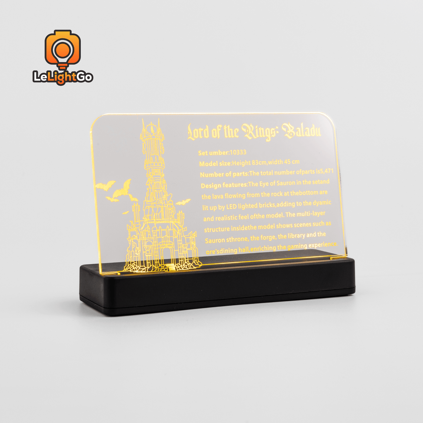 LED Nameplate for The Lord of the Rings: Barad-dûr 10333