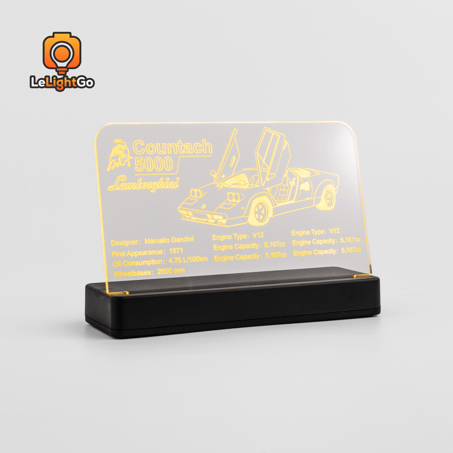 LED Nameplate for Lamborghini Countach 5000 Quattrovalvole 10337