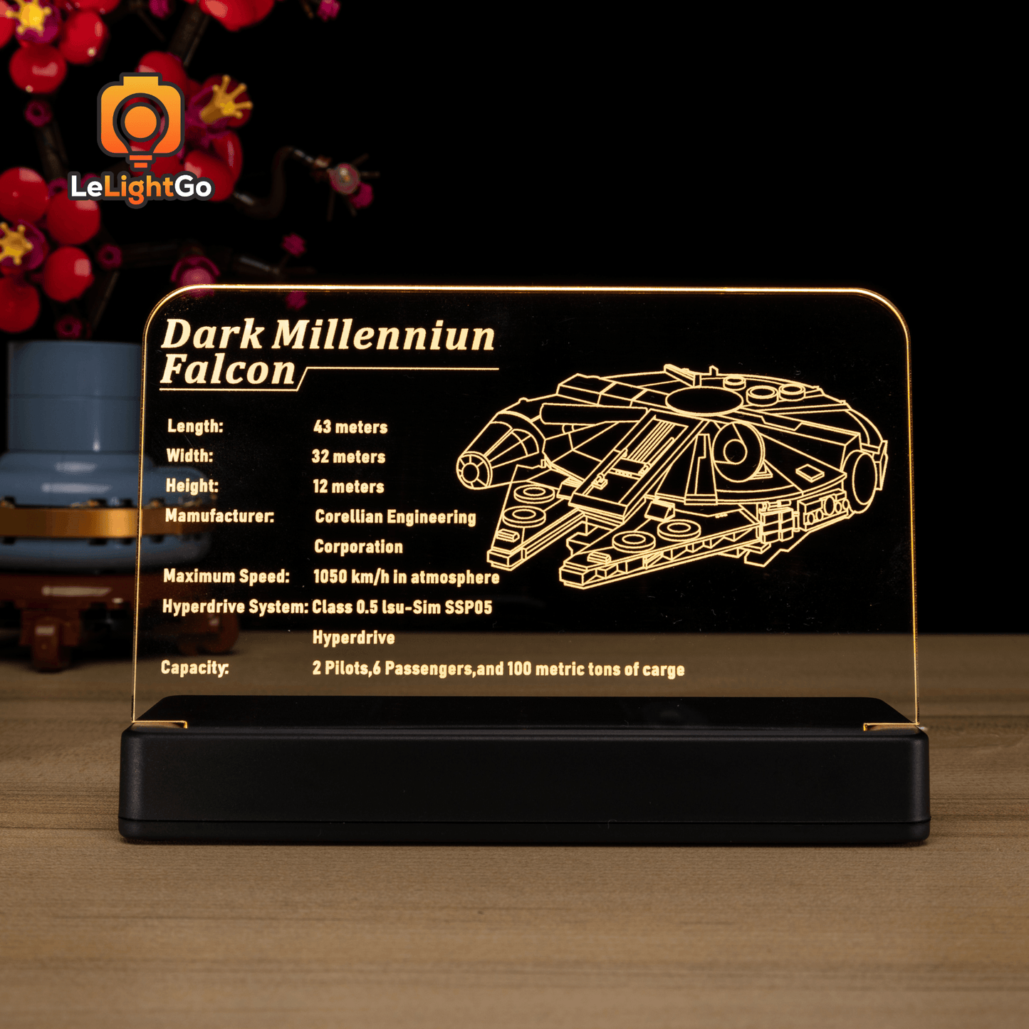 LED Nameplate for The Dark Falcon 75389