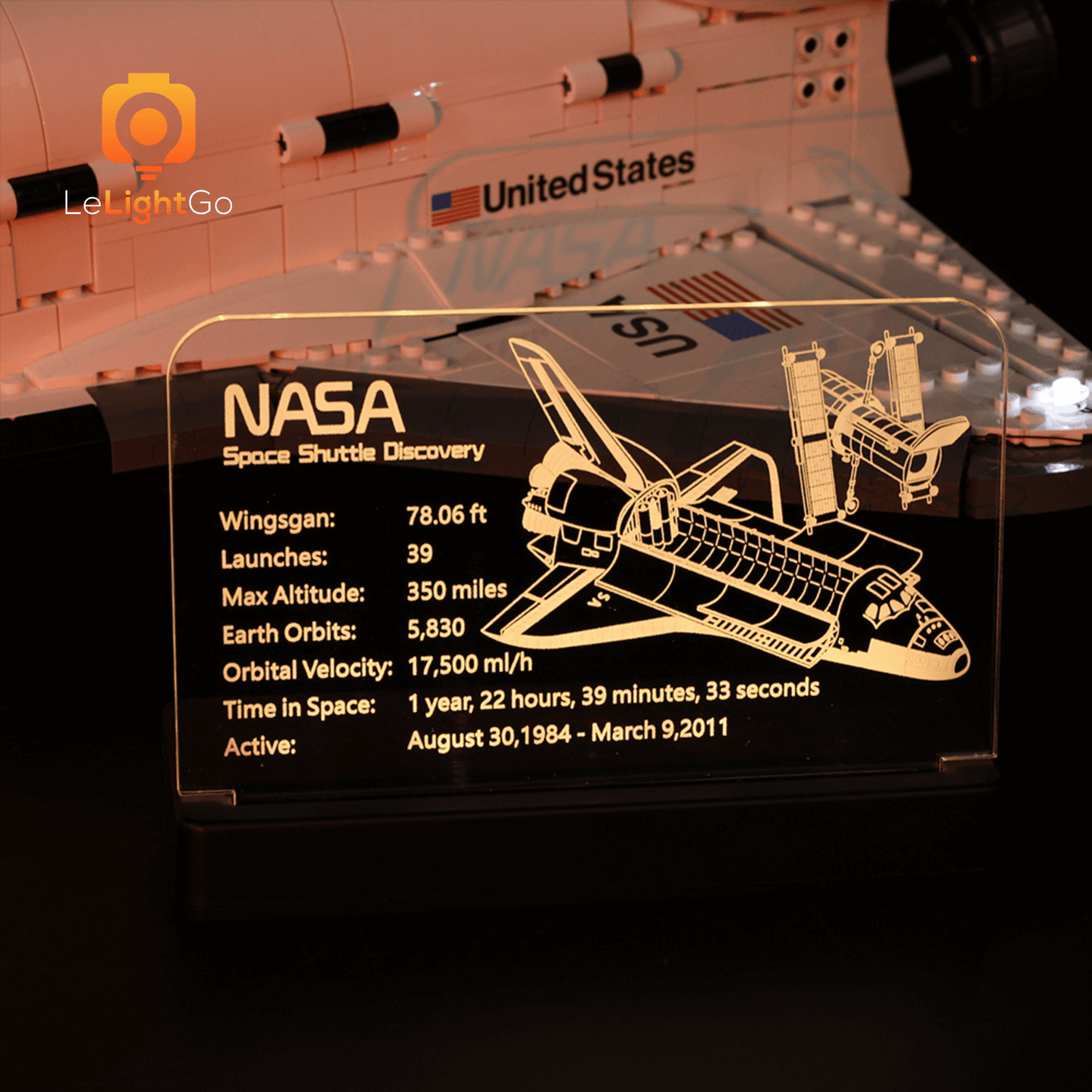 LED Nameplate for NASA Space Shuttle Discovery 10283