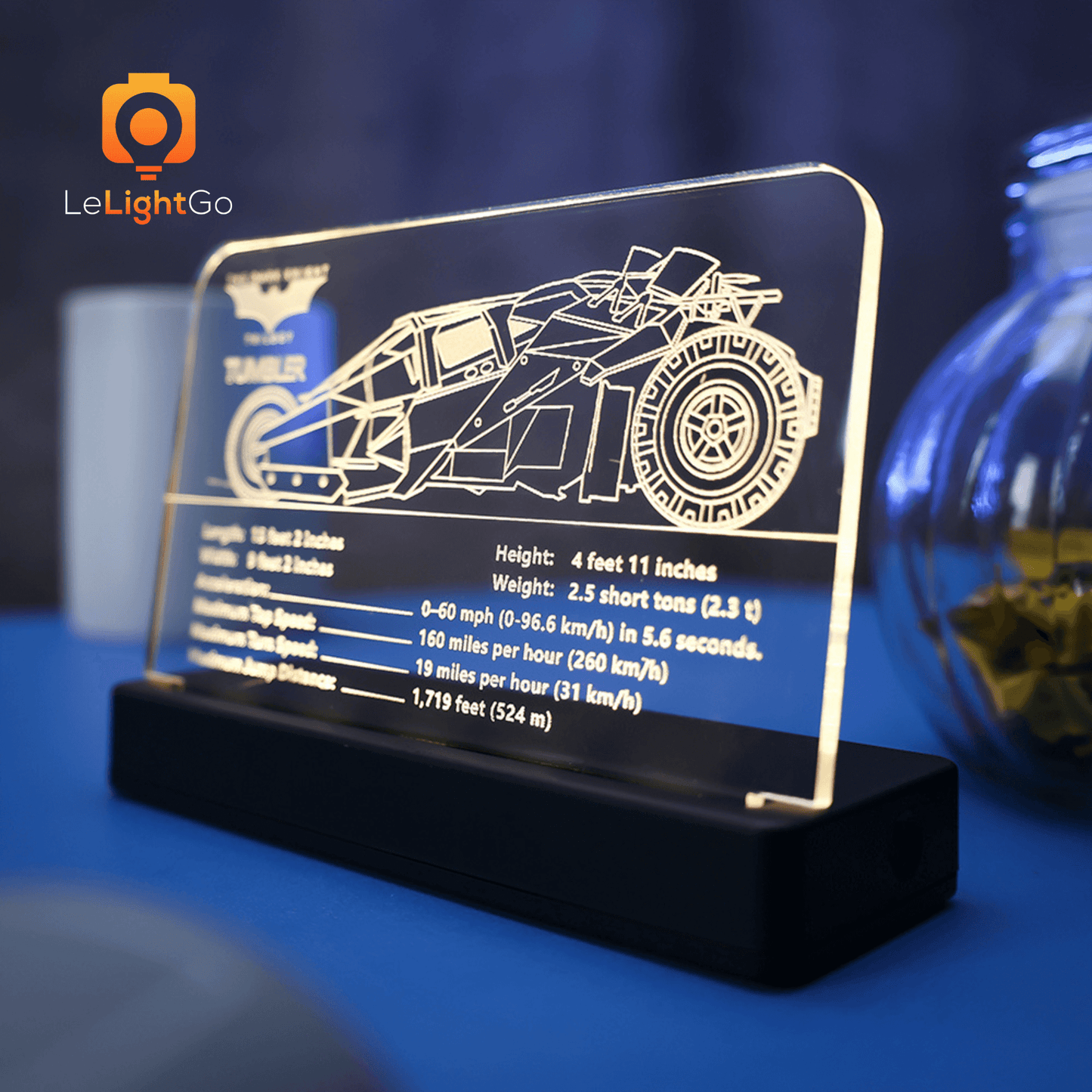 LED Nameplate for DC Batman Batmobile Tumbler 76240