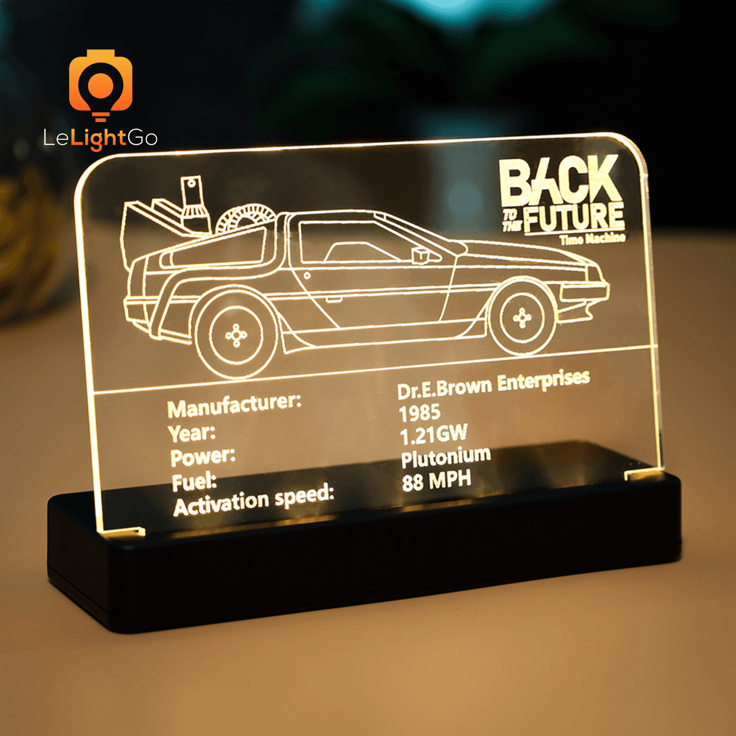 LED Nameplate for Back to the Future Time Machine 10300